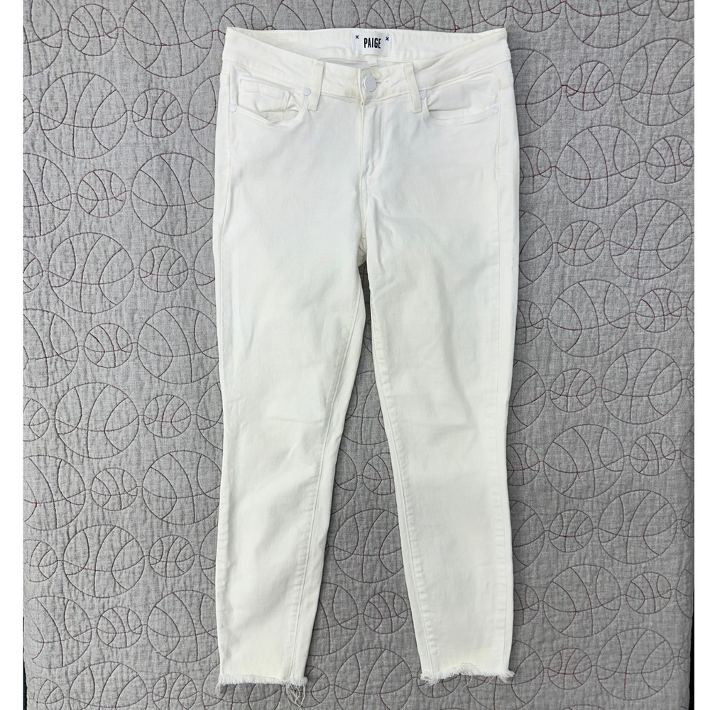 Paige Verdugo Crop Jeans White Raw Hem Skinny / Women's 27